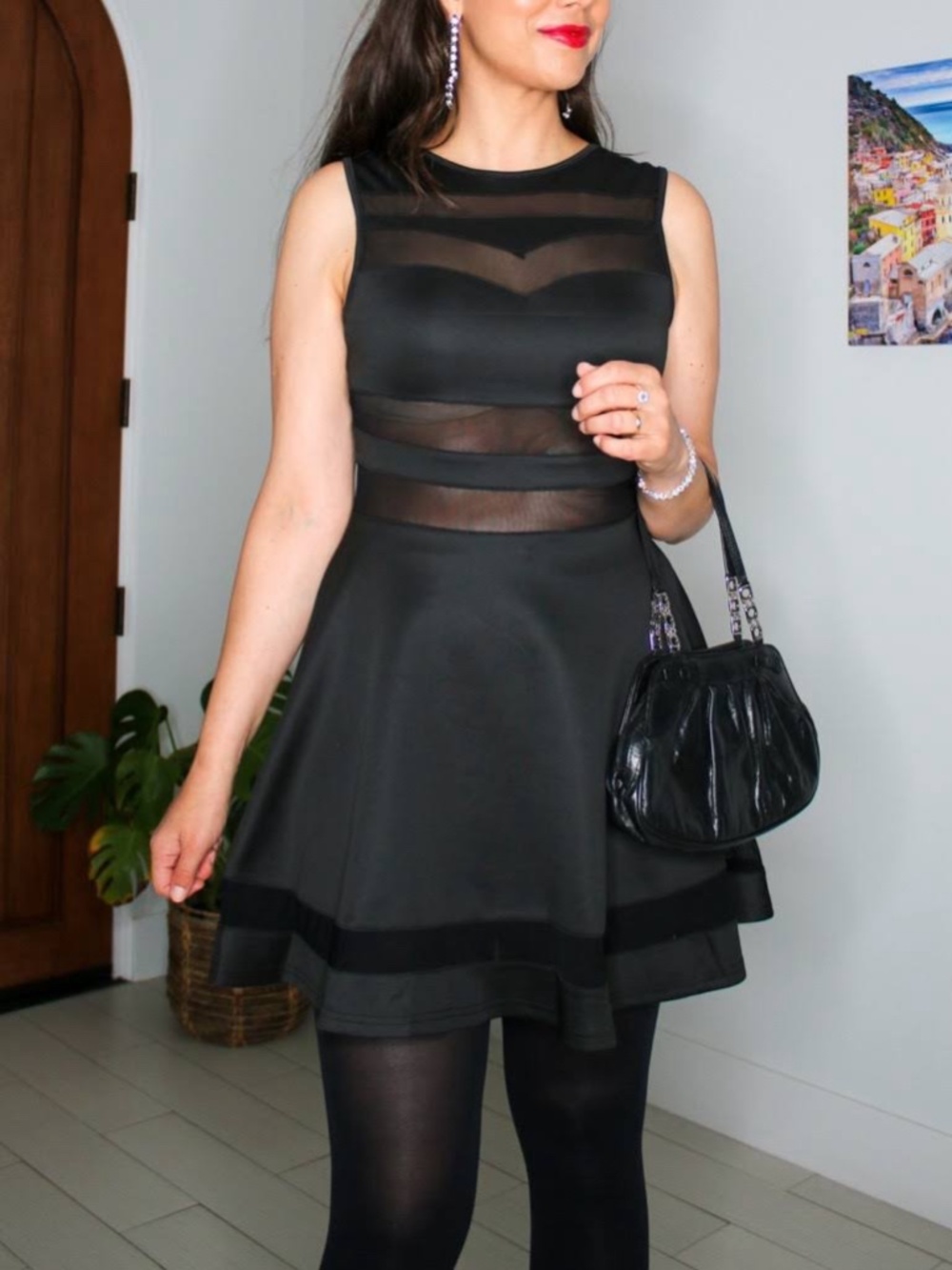 Skater Dress with Sheer Cutouts Zeagoo Size M